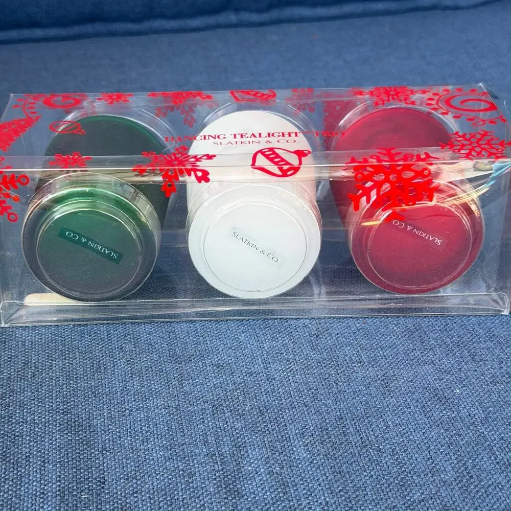 Slatkin Dancing Tealight Trio Christmas Candle Holder Gift Set of 3 NOS HTF